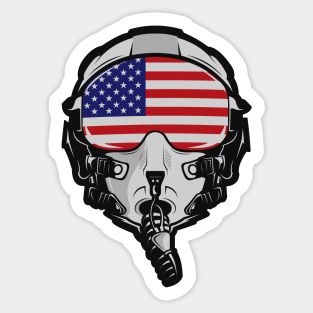 Fighter Pilot Helmet US Flag Sticker